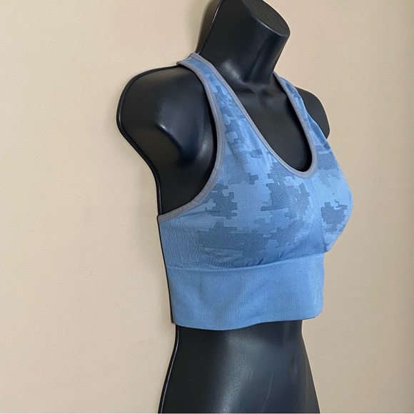 Tahari Sport Blue Camo Print Sports Bra Active Top - Picture 3 of 7